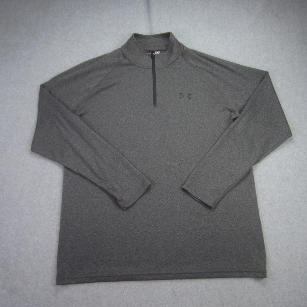 Under Armour‎ Pullover Mens Medium Gray Heatgear Loose Fit 1/4 Zip Long Sleeve